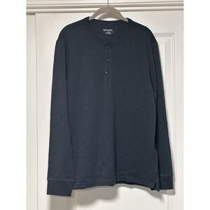 UNTUCKit, Men's Long Sleeve Henley Shirt, Navy,‎ Size Large